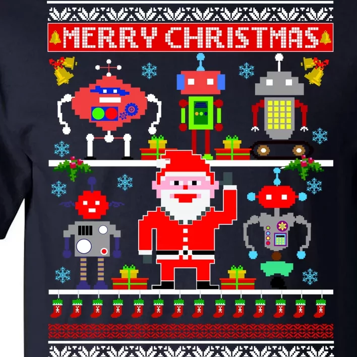 Retro Robotic Santa Ugly Christmas Sweater Tall T-Shirt