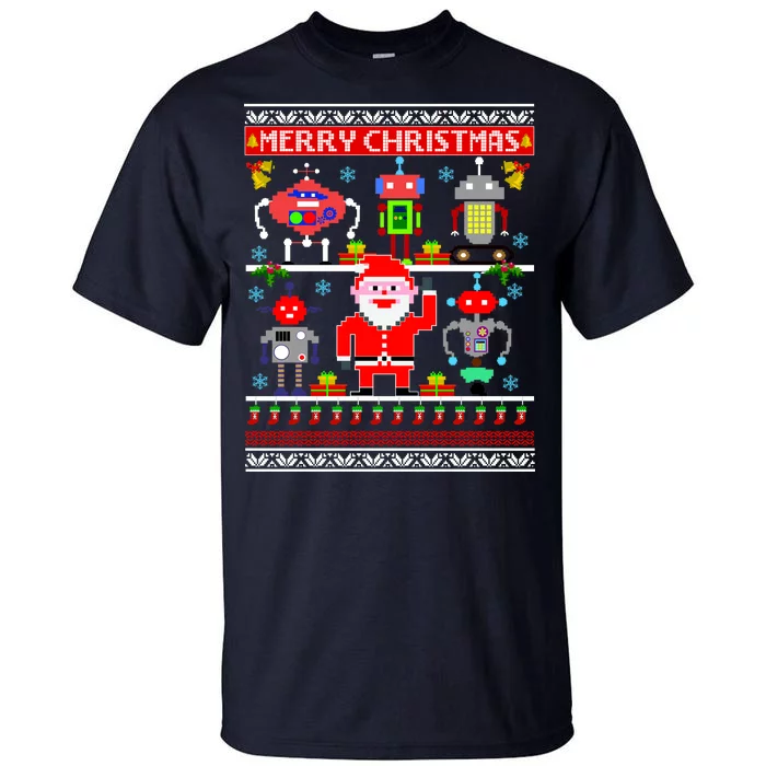 Retro Robotic Santa Ugly Christmas Sweater Tall T-Shirt