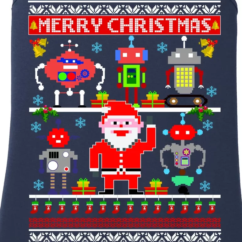 Retro Robotic Santa Ugly Christmas Sweater Ladies Essential Tank