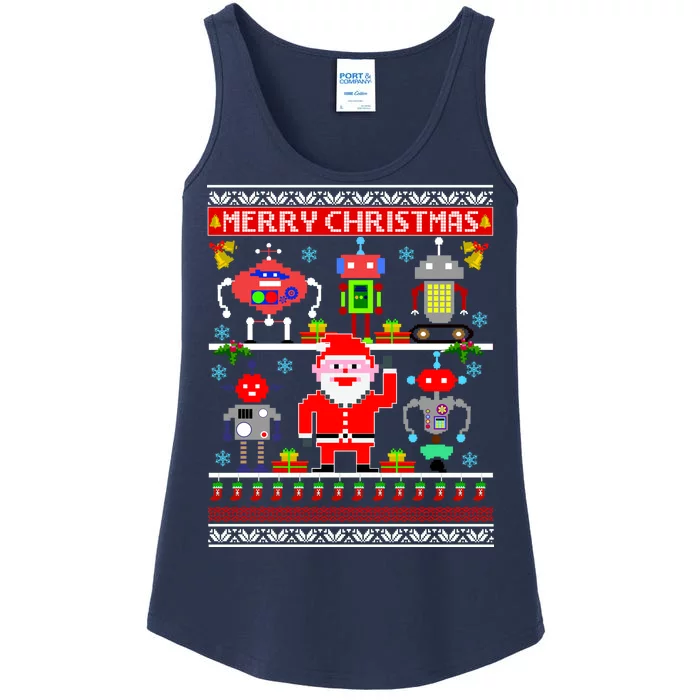 Retro Robotic Santa Ugly Christmas Sweater Ladies Essential Tank