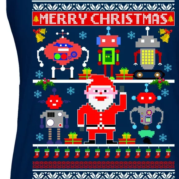 Retro Robotic Santa Ugly Christmas Sweater Ladies Essential Flowy Tank