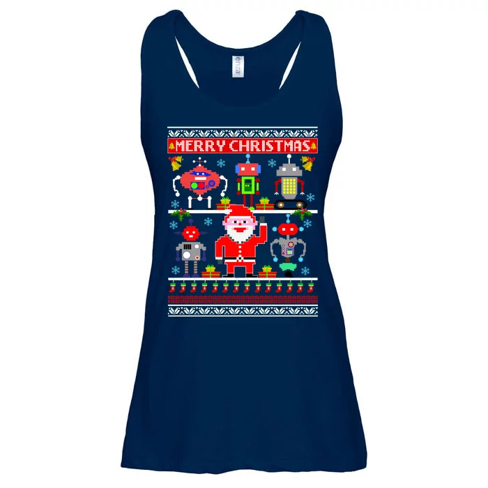 Retro Robotic Santa Ugly Christmas Sweater Ladies Essential Flowy Tank