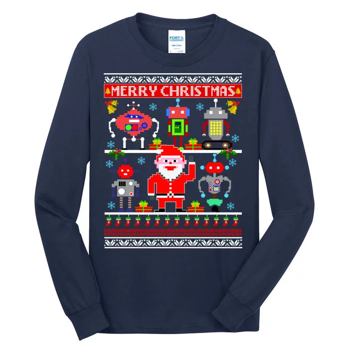 Retro Robotic Santa Ugly Christmas Sweater Tall Long Sleeve T-Shirt