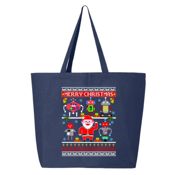 Retro Robotic Santa Ugly Christmas Sweater 25L Jumbo Tote