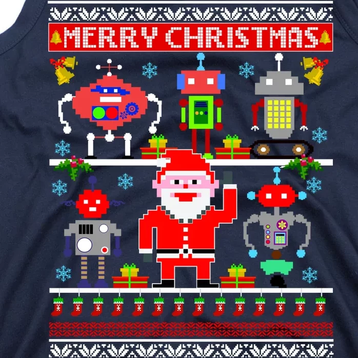 Retro Robotic Santa Ugly Christmas Sweater Tank Top