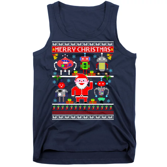 Retro Robotic Santa Ugly Christmas Sweater Tank Top