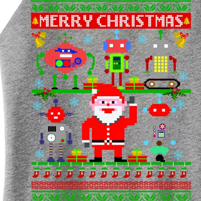 Retro Robotic Santa Ugly Christmas Sweater Women’s Perfect Tri Rocker Tank