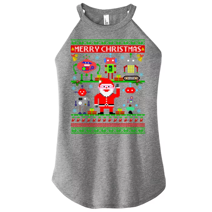 Retro Robotic Santa Ugly Christmas Sweater Women’s Perfect Tri Rocker Tank