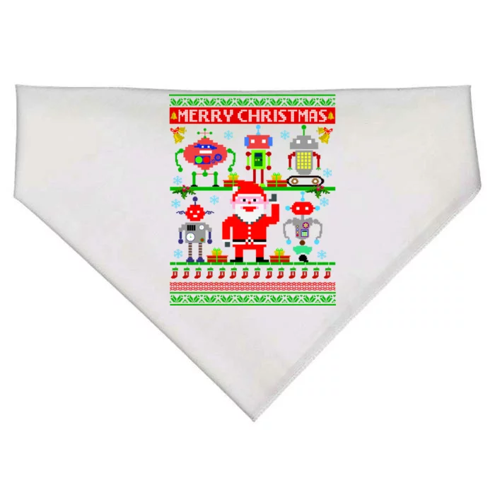 Retro Robotic Santa Ugly Christmas Sweater USA-Made Doggie Bandana