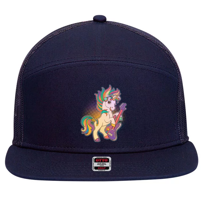 Retro Rocker Rainbow Unicorn 7 Panel Mesh Trucker Snapback Hat