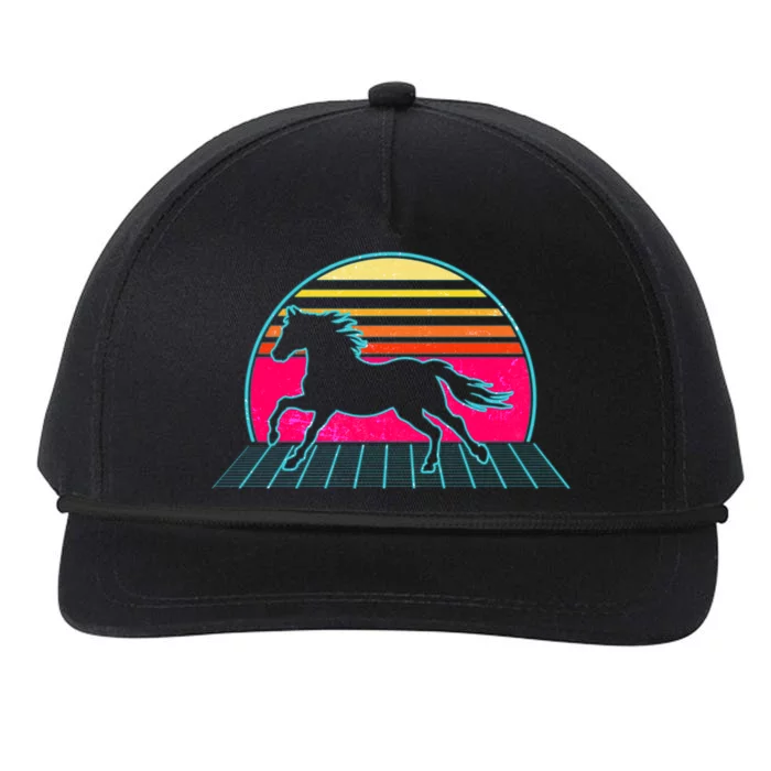 Retro Running Horse Silhouette Snapback Five-Panel Rope Hat