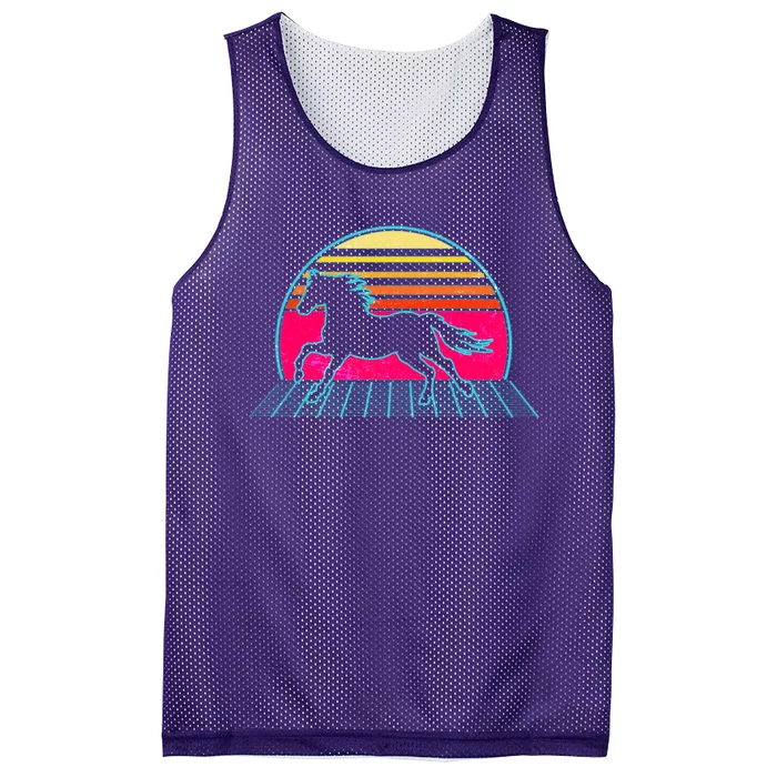 Retro Running Horse Silhouette Mesh Reversible Basketball Jersey Tank