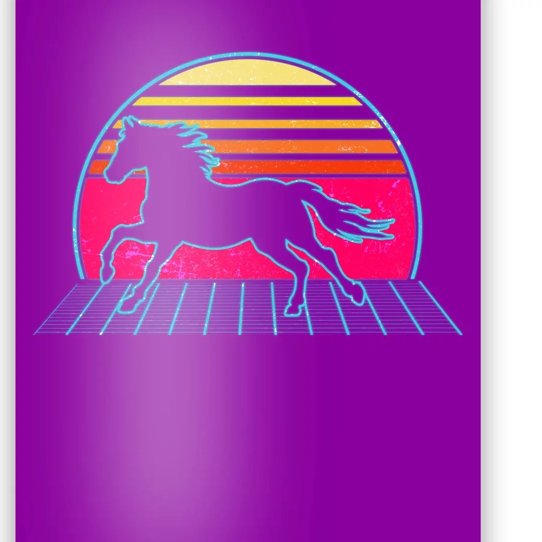 Retro Running Horse Silhouette Poster