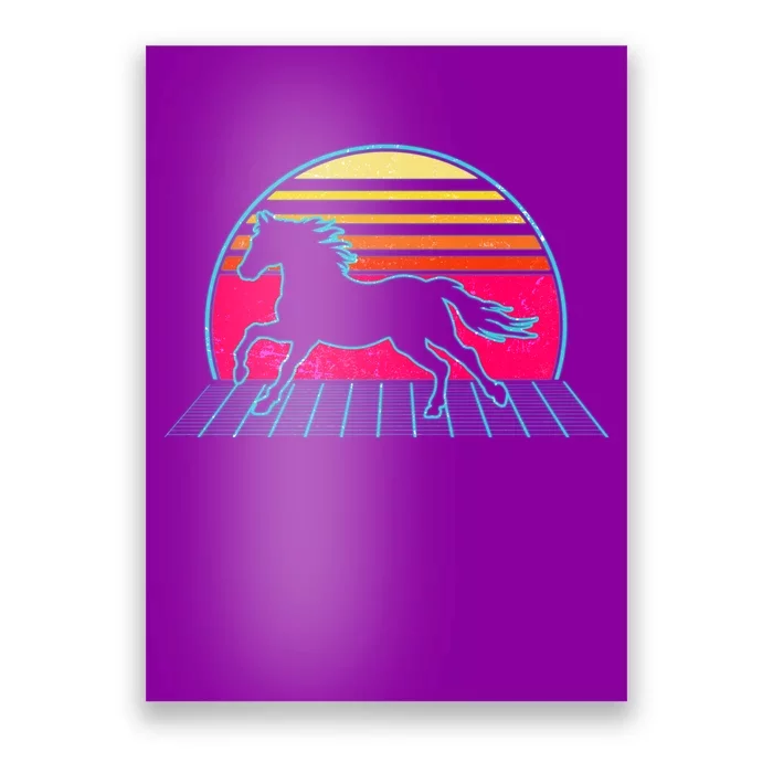 Retro Running Horse Silhouette Poster