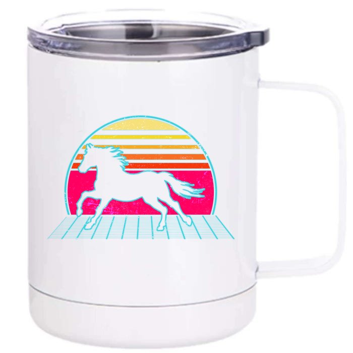 Retro Running Horse Silhouette Front & Back 12oz Stainless Steel Tumbler Cup