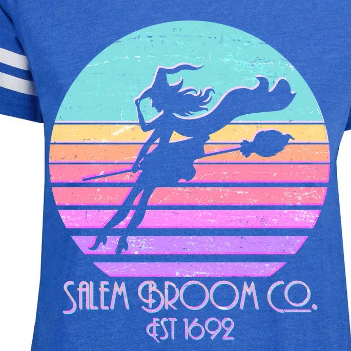 Retro Salem Broom Co. Est 1692 Halloween Enza Ladies Jersey Football T-Shirt