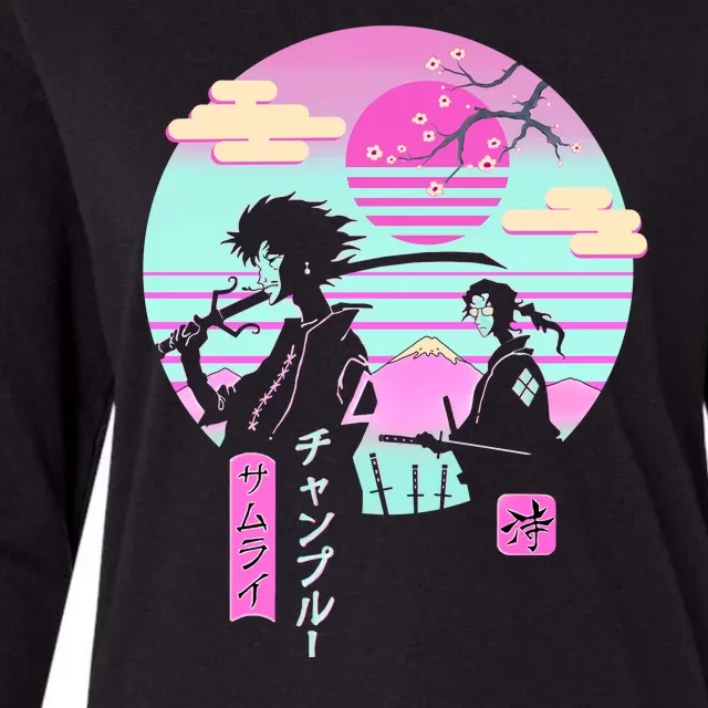 Retro Samurai Chillhop Anime Womens Cotton Relaxed Long Sleeve T-Shirt