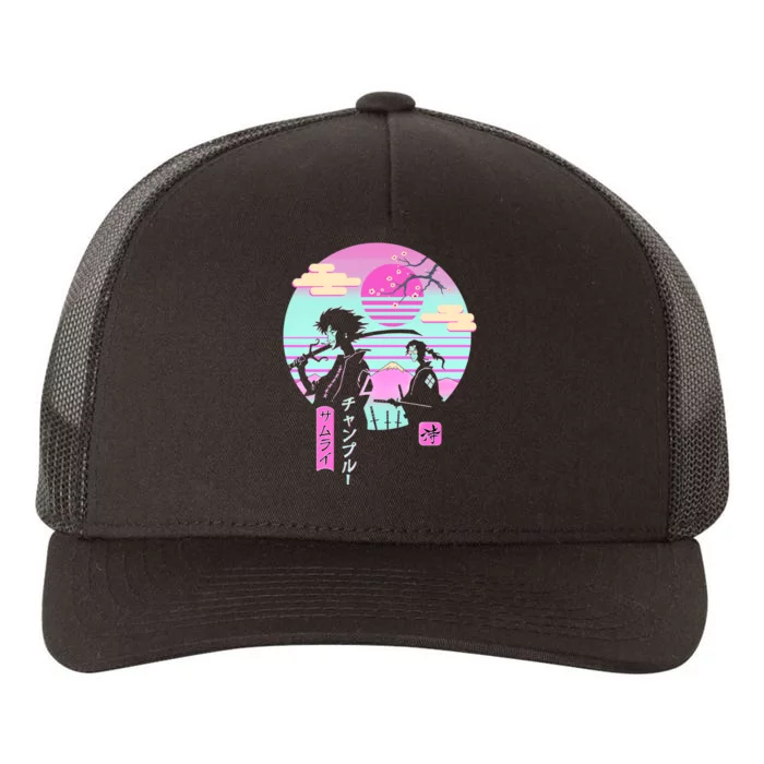 Retro Samurai Chillhop Anime Yupoong Adult 5-Panel Trucker Hat