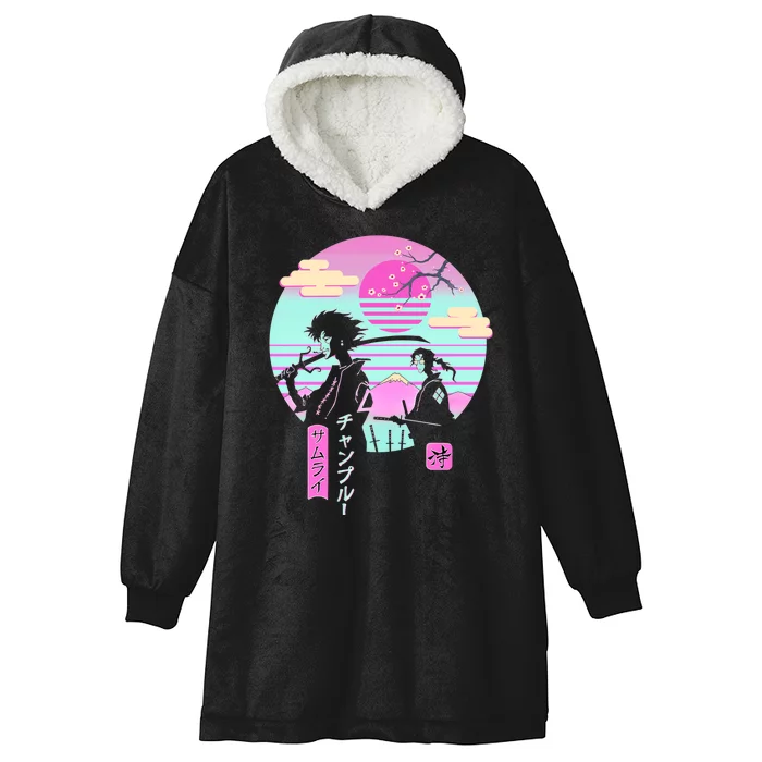 Retro Samurai Chillhop Anime Hooded Wearable Blanket