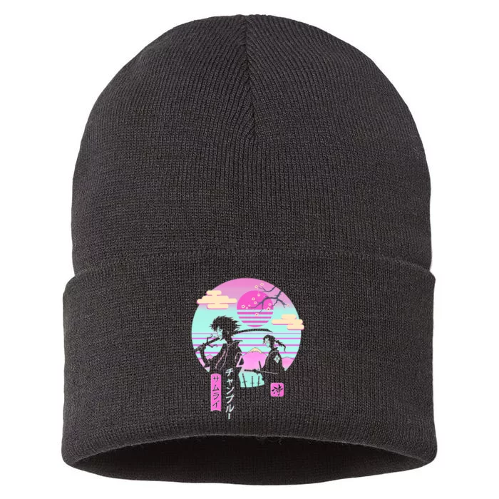 Retro Samurai Chillhop Anime Sustainable Knit Beanie