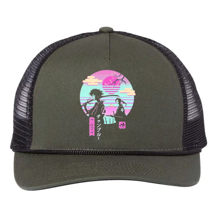 Retro Samurai Chillhop Anime Retro Rope Trucker Hat Cap