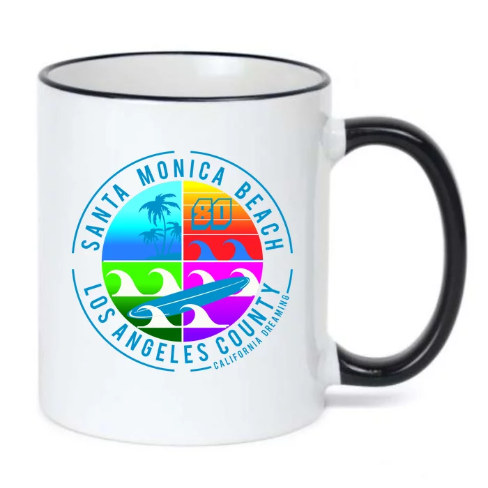 Retro Santa Monica Beach Black Color Changing Mug