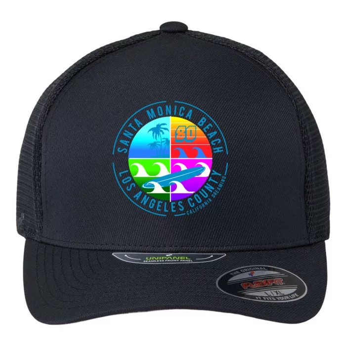 Retro Santa Monica Beach Flexfit Unipanel Trucker Cap