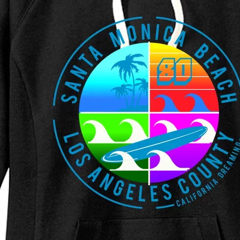 Retro Santa Monica Beach Women's Fleece Hoodie