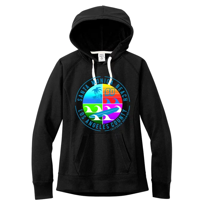 Retro Santa Monica Beach Women's Fleece Hoodie