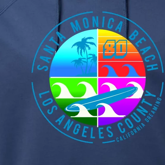 Retro Santa Monica Beach Performance Fleece Hoodie