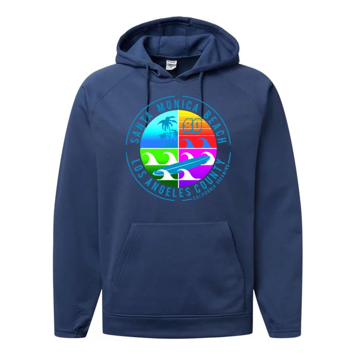 Retro Santa Monica Beach Performance Fleece Hoodie