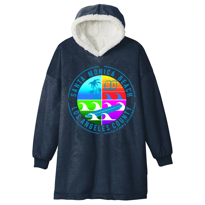 Retro Santa Monica Beach Hooded Wearable Blanket