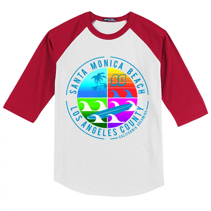 Retro Santa Monica Beach Kids Colorblock Raglan Jersey