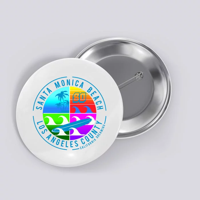 Retro Santa Monica Beach Button