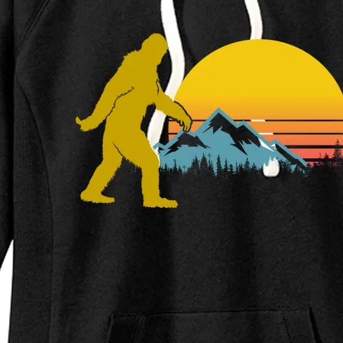 Retro Sasquatch Mountain Sunset Women's Fleece Hoodie