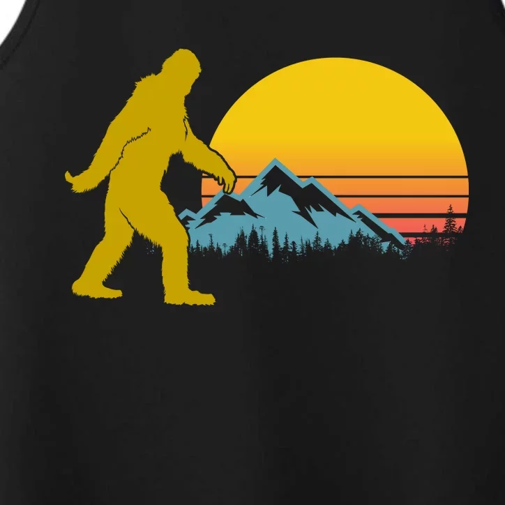 Retro Sasquatch Mountain Sunset Performance Tank