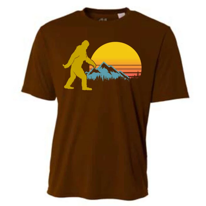 Retro Sasquatch Mountain Sunset Cooling Performance Crew T-Shirt