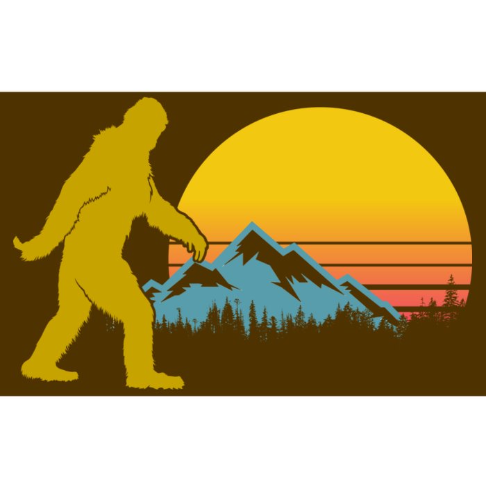 Retro Sasquatch Mountain Sunset Bumper Sticker