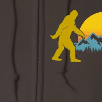 Retro Sasquatch Mountain Sunset Full Zip Hoodie