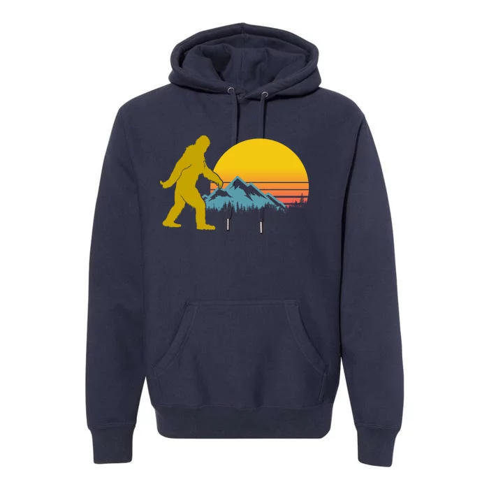 Retro Sasquatch Mountain Sunset Premium Hoodie