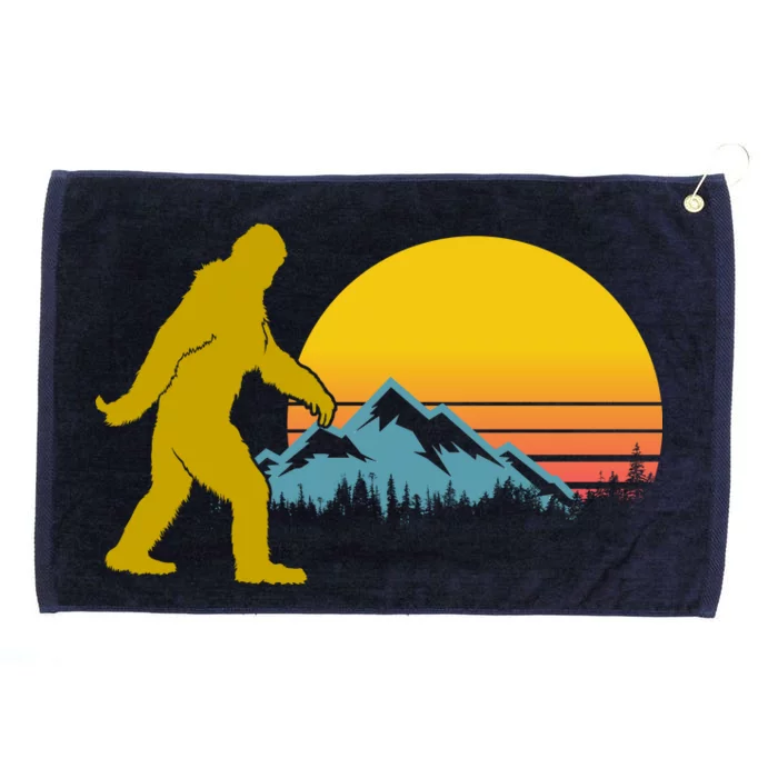 Retro Sasquatch Mountain Sunset Grommeted Golf Towel