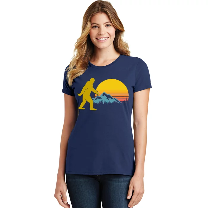 Retro Sasquatch Mountain Sunset Women's T-Shirt