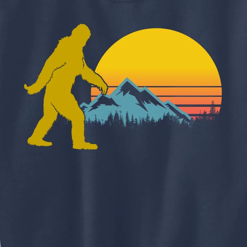 Retro Sasquatch Mountain Sunset Kids Sweatshirt