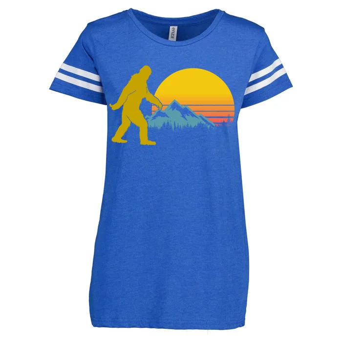 Retro Sasquatch Mountain Sunset Enza Ladies Jersey Football T-Shirt