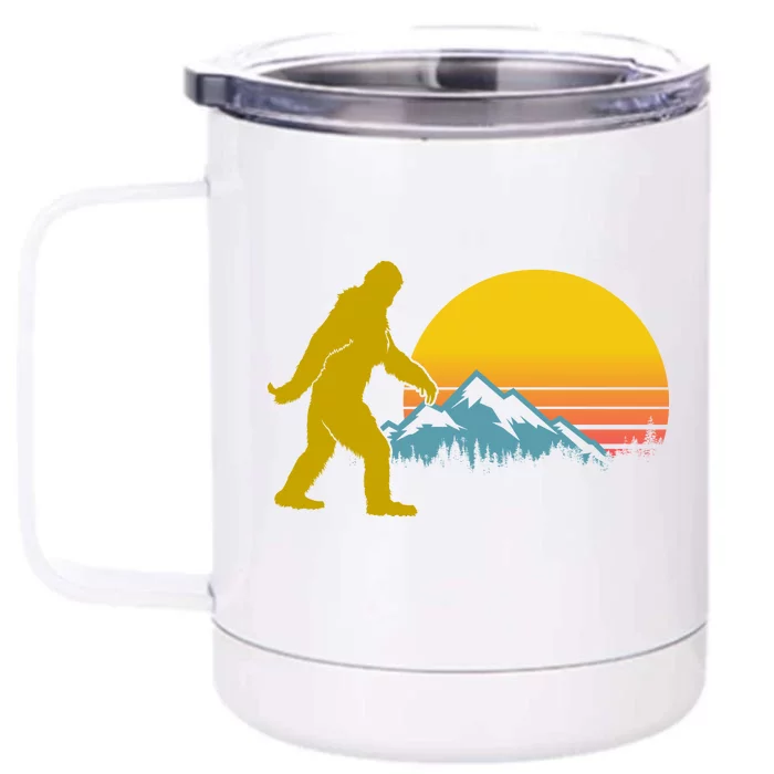 Retro Sasquatch Mountain Sunset Front & Back 12oz Stainless Steel Tumbler Cup