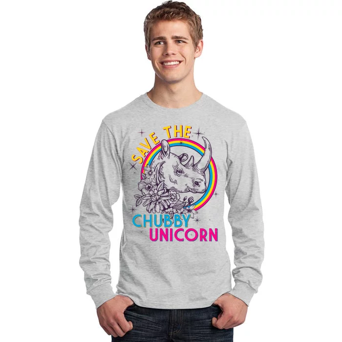 Retro Save the Chubby Unicorn Rhino Tall Long Sleeve T-Shirt