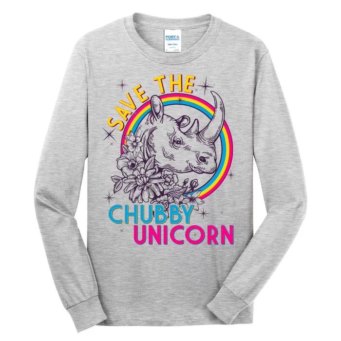 Retro Save the Chubby Unicorn Rhino Tall Long Sleeve T-Shirt