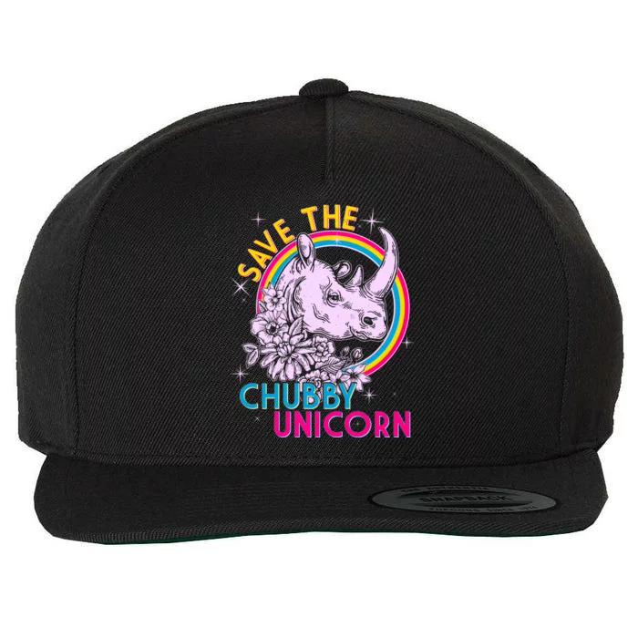 Retro Save the Chubby Unicorn Rhino Wool Snapback Cap