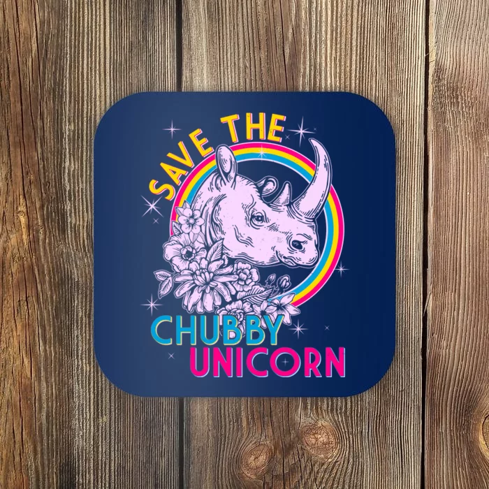 Retro Save the Chubby Unicorn Rhino Coaster