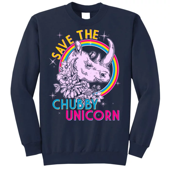 Retro Save the Chubby Unicorn Rhino Tall Sweatshirt